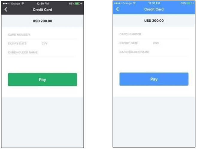 iOS payment layout